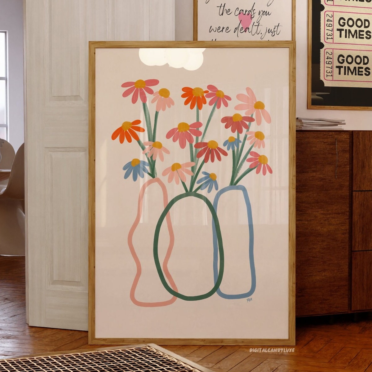 Retro Bouquet Of Flowers Print