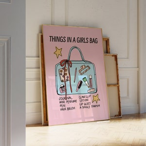 In A Girls Bag Poster Trendy Wall Art Prints Aesthetic Pink Wall Print Bedroom Decor (Unframed) Coquette Room Decor Girly Prints And Posters