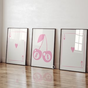 Trendy Wall Art Print Set Of 3 Digital Prints Pink Wall Art Girly Preppy Retro Prints Trendy Printable Art Aesthetic Trendy Home Decor Dorm