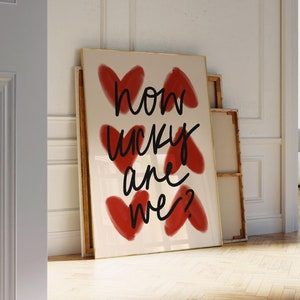 Quelle chance avons-nous d'imprimer une affiche coeurs rouges, des impressions d'art mural porte-bonheur, une affiche tendance, une décoration de chambre à coucher (sans cadre) des impressions d'art mural, des idées cadeaux mignonnes