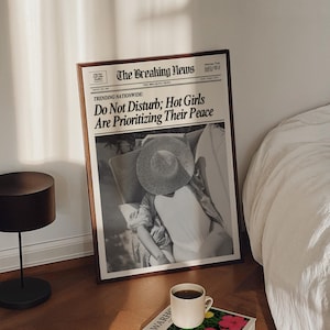 Trendy Wall Art Newspaper Prints News Poster Retro Black And White Wall Decor Girly Wall Print Printable Art Digital Prints Bedroom Dorm Art