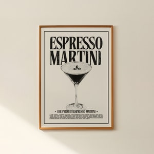 Espresso Martini Print Trendy Bar Cart Decor Retro Wall Art Prints And Posters Aesthetic (Unframed) Martini Cocktail Prints Bar Cart Print