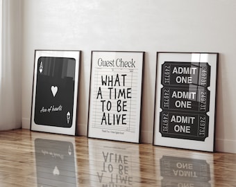 Black And White Prints Set Of 3 Trendy Wall Art Print Set Guest Check Prints Retro Digital Prints And Posters Living Room Wall Decor Bedroom