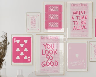 Trendy Wall Art Print Set Of 6 Wall Prints Trendy Printable Art Digital Prints Beige Pink Preppy Wall Art Aesthetic Girly Dorm Decor Retro