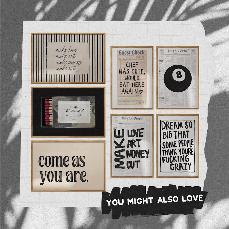 Make Love, Make Art, Make Money, Make Out - Trendy Newspaper Poster (Unframed) Wall Art Prints Retro Decor Posters Black White Typography image 9