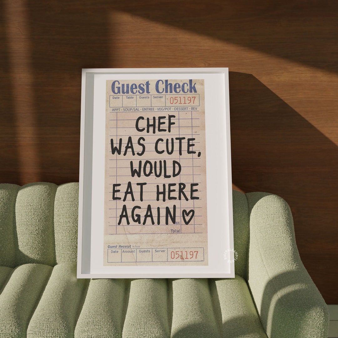 Trendy Prints Guest Check Wall Art Prints and Posters Kitchen Wall