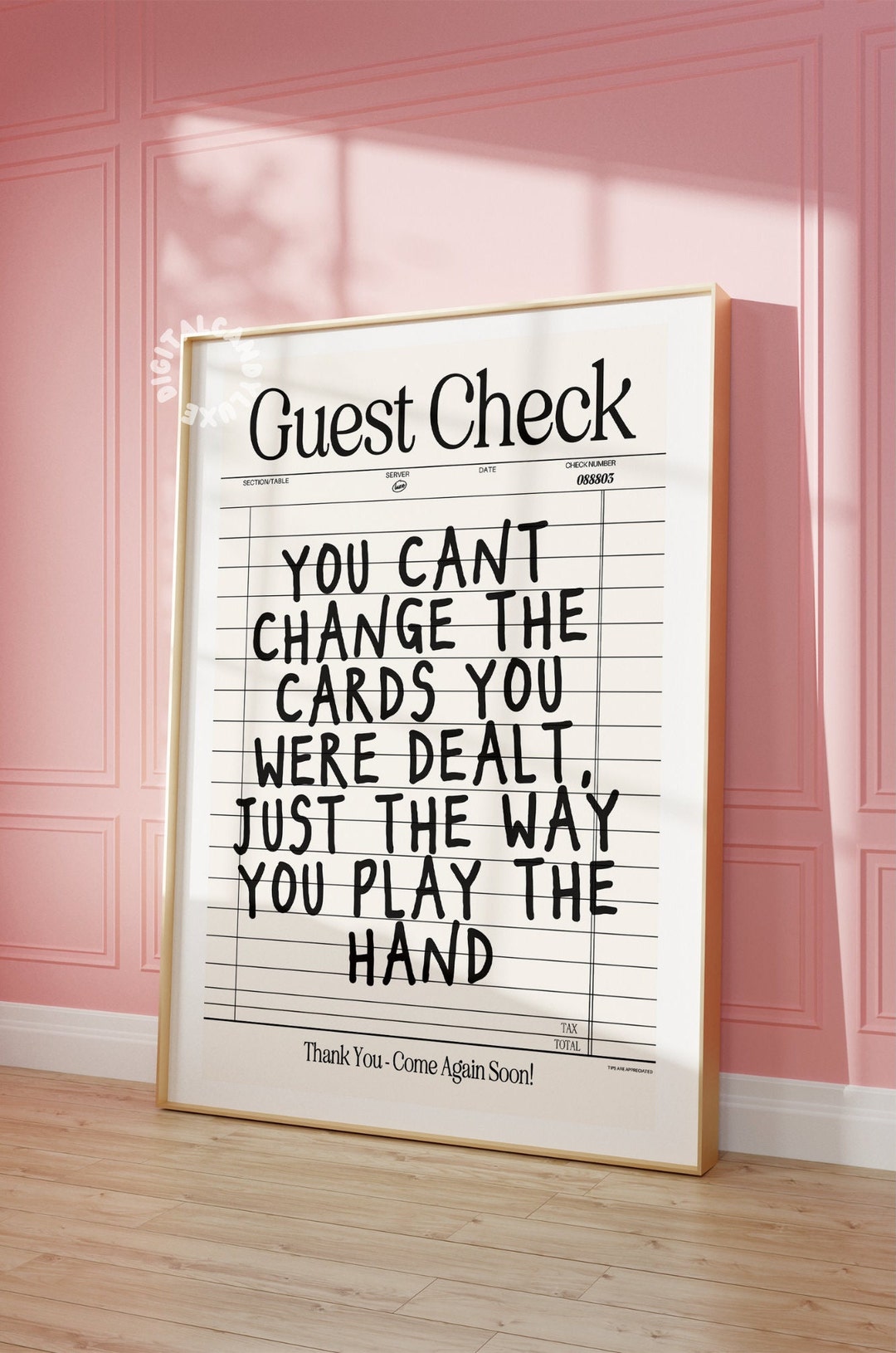 Guest Check Print Trendy Wall Art Prints Black and White Wall Art
