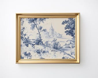 Vintage Painting Dainty Wall Art Prints Vintage Wall Decor Blue And White Oil Painting Landscape Printables Digital Prints Printable Girly