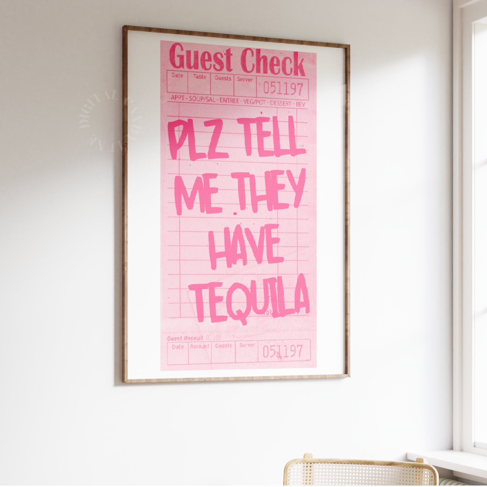 Guest Check Print Bar Cart Art Plz Tell Me They Have Tequila Trendy ...