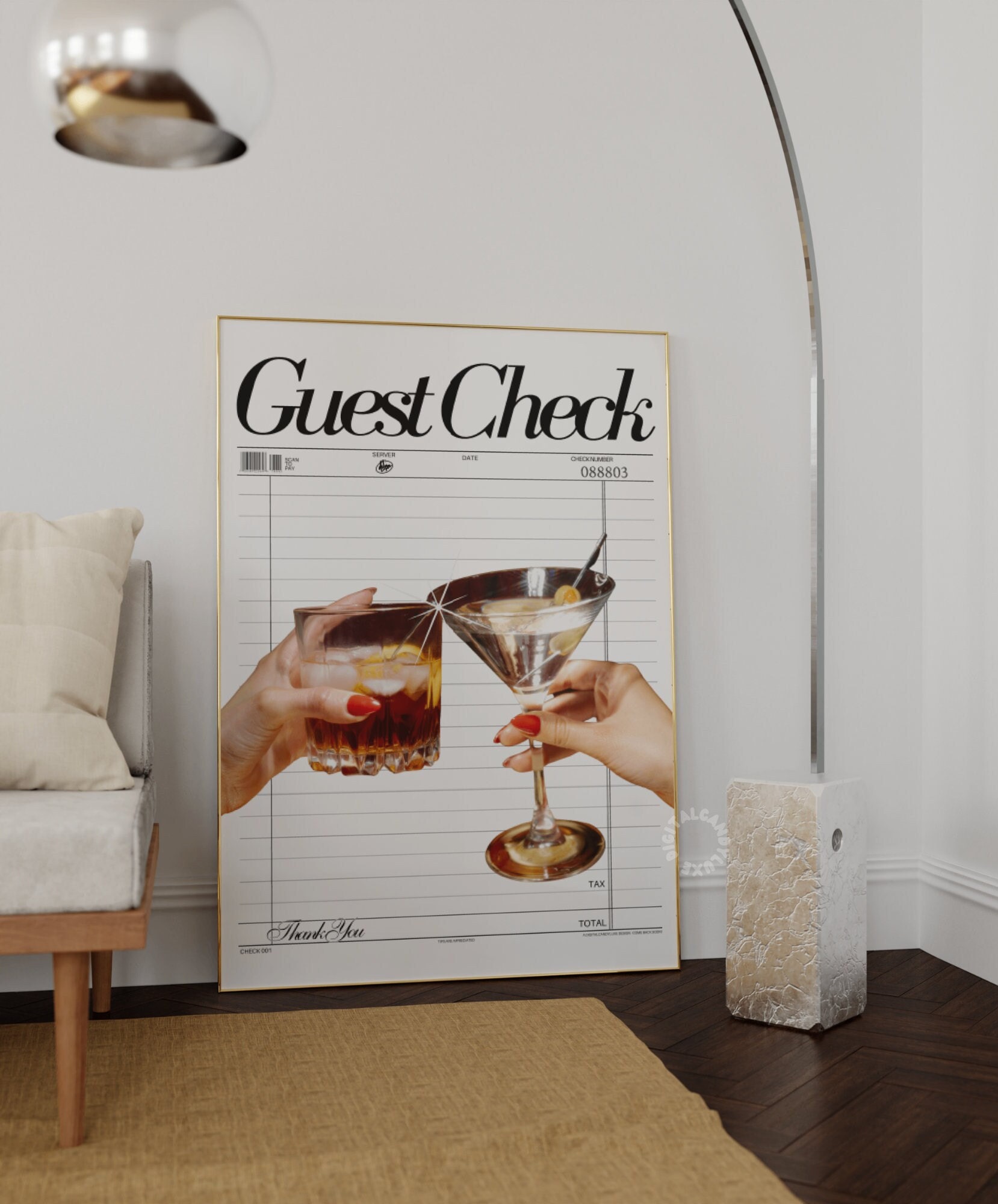 Guest Check Print Trendy Wall Art Prints Bar Cart Decor Retro Prints ...