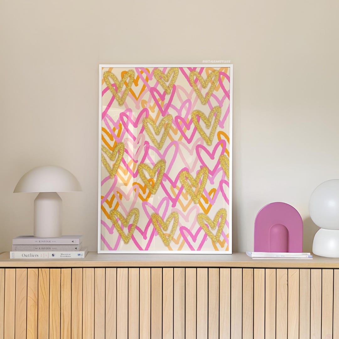 Pink and Orange Wall Art Prints Aesthetic Posters Girly Room Decor Dorm ...