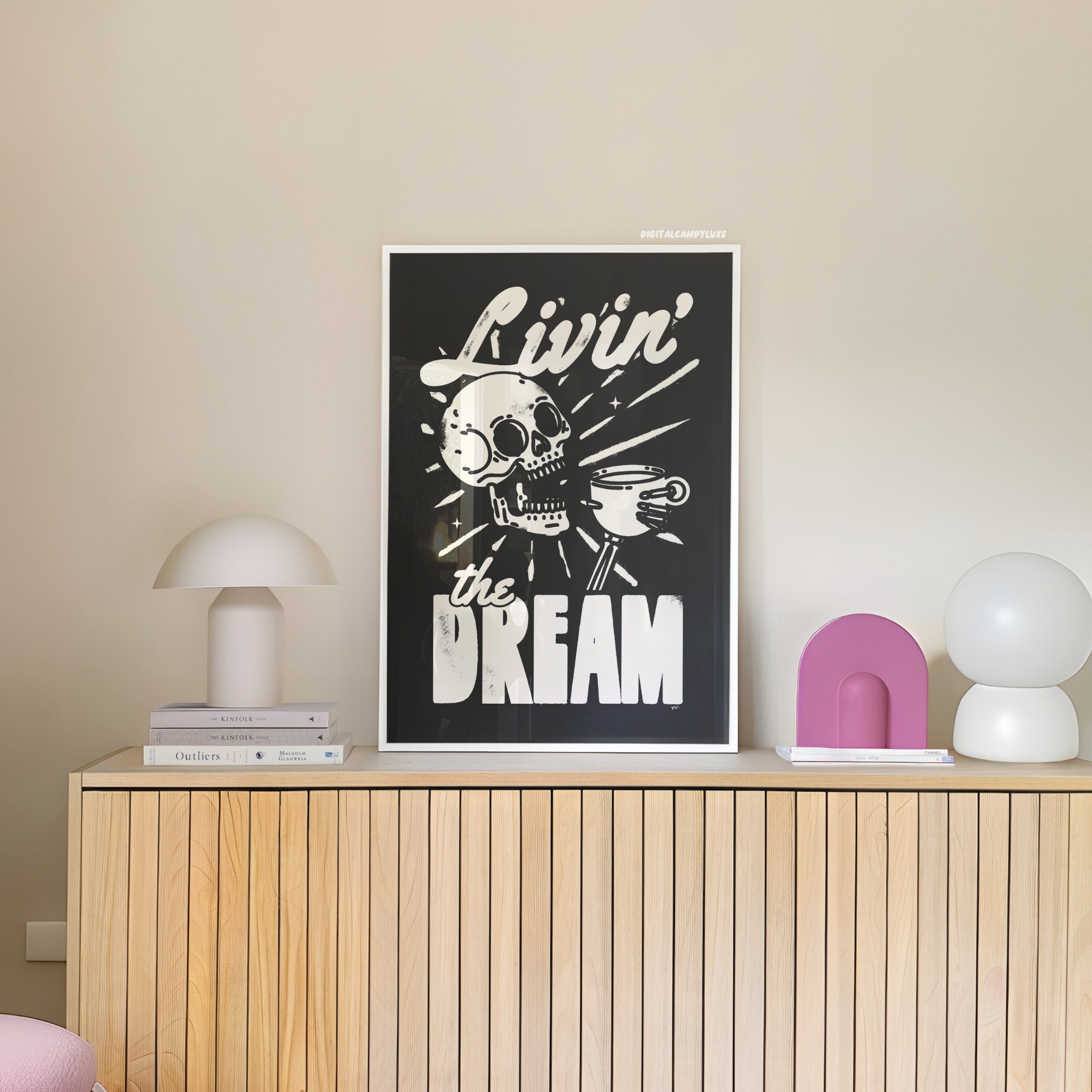 Retro Prints Black and White Wall Art Aesthetic Posters Livin the Dream ...