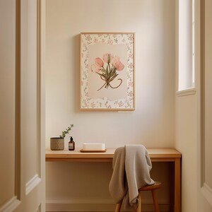 Vintage Tulip Print Dainty Wall Art Prints Flower Poster Aesthetic ...