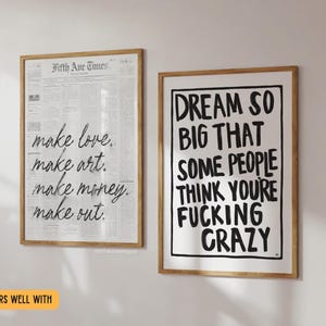 Make Love, Make Art, Make Money, Make Out - Trendy Newspaper Poster (Unframed) Wall Art Prints Retro Decor Posters Black White Typography image 10