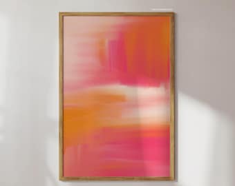 Pink Orange Wand Kunst Prints Abstrakte Malerei Druck Helle Bunte Wandkunst Preppy Wand-Dekor Schlafzimmer Poster Ästhetischen Wohnheim Dekor Niedlich