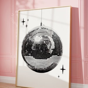 Retro Print Discokugel Wandkunst Trendy Printable Art Vintage Print Disco Decor Retro Poster Wandkunst Drucke Ästhetisch Funky Print Preppy