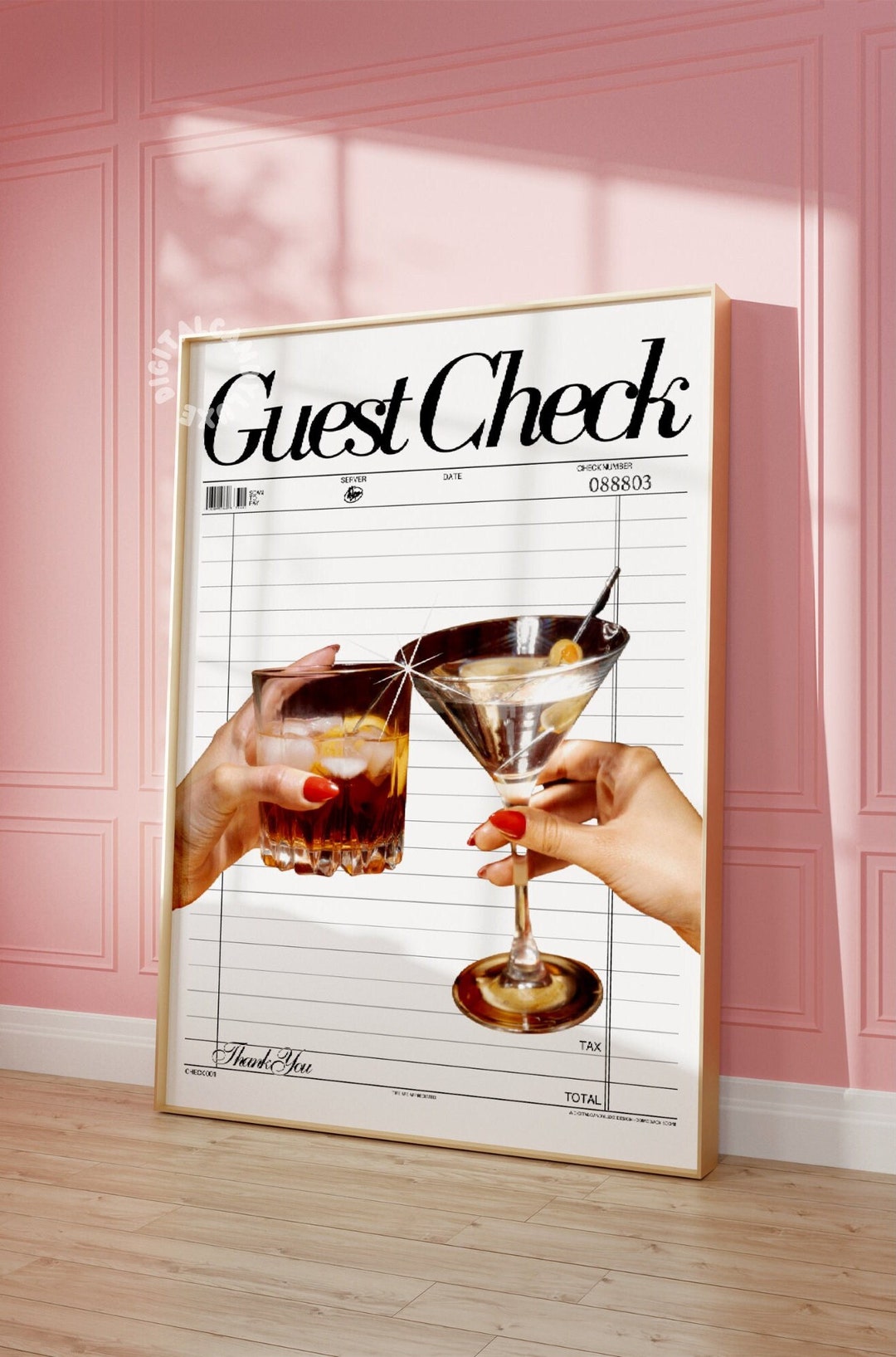 Guest Check Print Trendy Wall Art Prints Bar Cart Decor Retro Prints ...