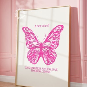 Impresiones de arte de pared de moda Arte de pared rosa femenino Impresiones digitales y carteles Impresión de pared retro Impresiones de dormitorio beige y rosa Decoración de muy buen gusto de mariposa