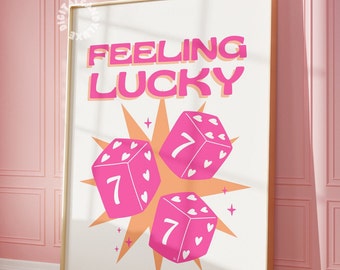 Trendige Wand Kunst Drucke Rosa Wand Drucke Trendy Wand Dekor Digitaldrucke Gefühl Glück Girly Wand Kunst Rosa Orange Ästhetisch druckbar Retro