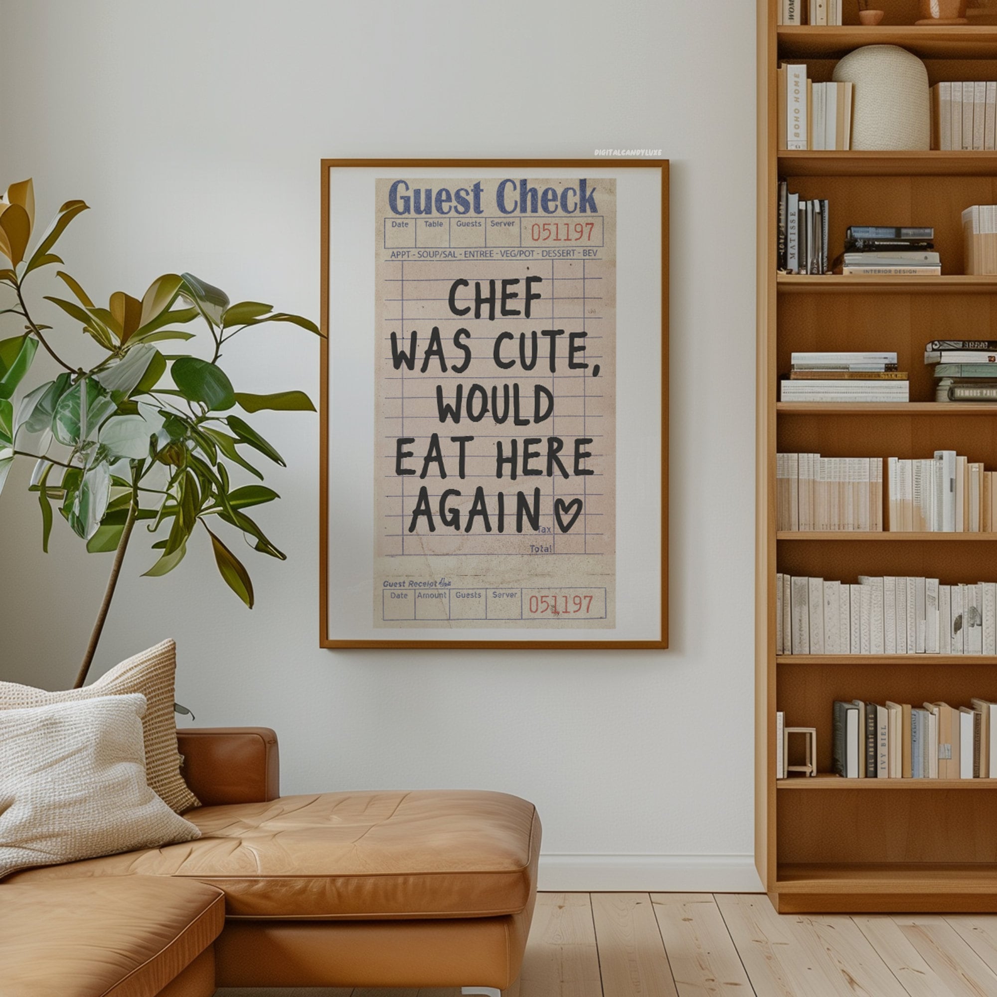 Chef Was Cute Guest Check Poster Trendy Wall Art Prints Kitchen Decor Shipped Wall Prints (Unframed) Apartment Prints And Posters Girly