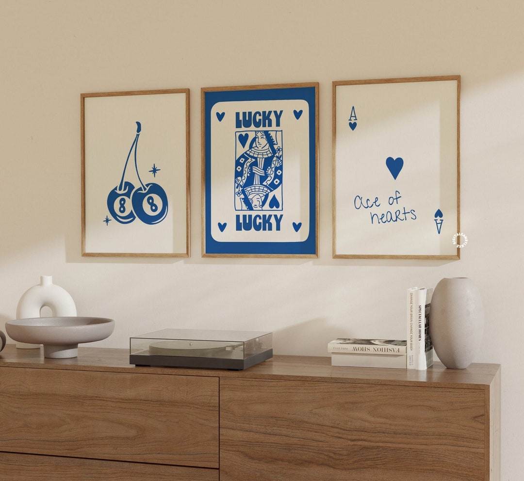 Blue Wall Art Print Set of 3 Digital Prints Trendy Wall Art Prints