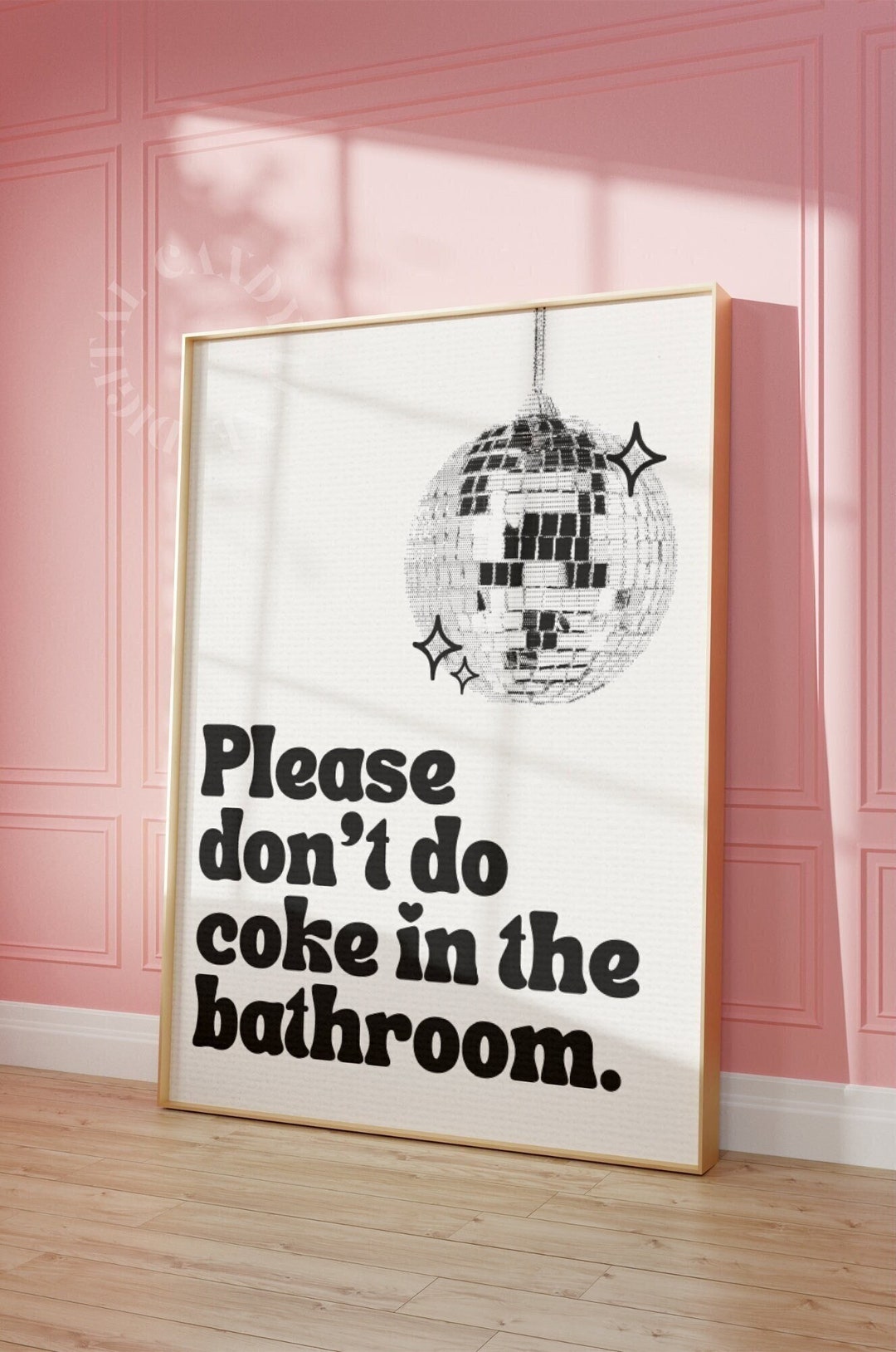 Please Don't Do Coke in the Bathroom Print Trendy Wall Art Printable