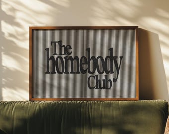 Stampa Homebody Club - Decorazione murale a righe, paesaggio orizzontale per soggiorno, stampe per appartamento, poster, download digitali, bianco e nero