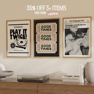 Trendy Wall Art Prints Retro Good Times Ticket Print Black White Wall Art Trendy Printable Art Digital Prints Retro Bar Cart Decor Preppy image 4