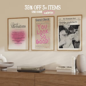 You Look So Good Guest Check Print Trendy Wall Art Prints And Posters Pink Girly Digital Prints Bedroom Wall Decor Bathroom Prints Wall Cute image 3