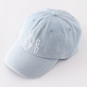 Blue Denim Big Bro, Little Bro and Big Sis, little Sis Embroidered Kids Baseball Cap - Family Matching