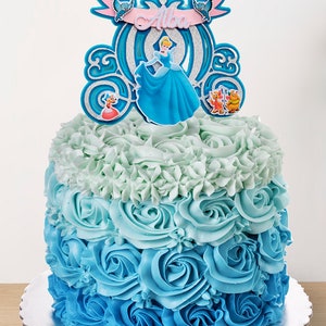 Disney-adorno para tarta de cumpleaños de princesa Aurora, Jasmine, Elsa,  decoración para tarta de feliz