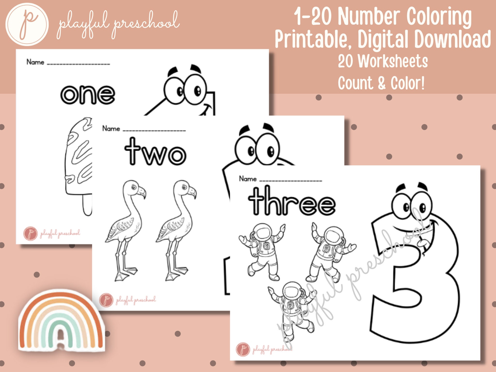Number Coloring Pages for Toddlers, Number Coloring Sheet, Number ...