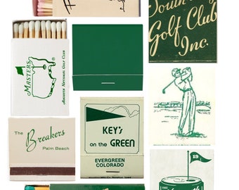 Green Vintage Golf Matchbook Print