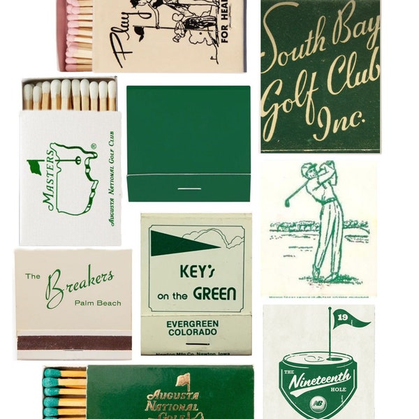 Green Vintage Golf Matchbook Print