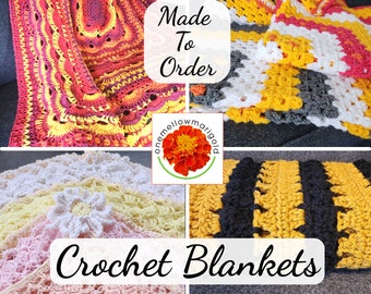 Made to Order Crochet Blanket, Custom Crochet Blanket, Handmade Gift, Crochet Commission Blanket, Handmade Blanket for Sale, Cozy Blanket