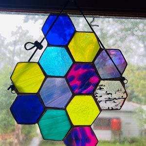 Funky Vibes Honeycomb Stained Glass