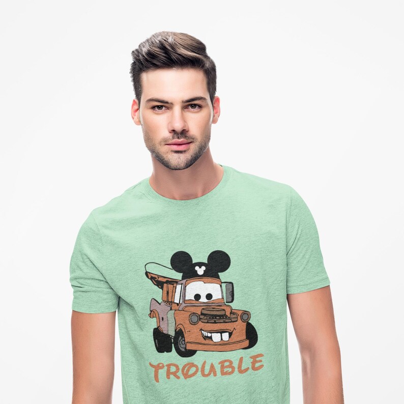 McQueen & Mater-T-shirt 'Where I Go Trouble Follows' | Disney Cars Couple-T-shirt Mater Mint