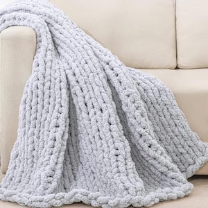 Chunky Hand Knit Chenille Couch Throw Blanket (available in a variety of colors and sizes)