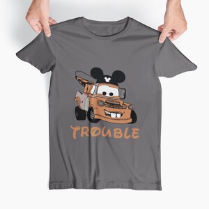 McQueen & Mater-T-shirt 'Where I Go Trouble Follows' | Disney Cars Couple-T-shirt Mater Gray