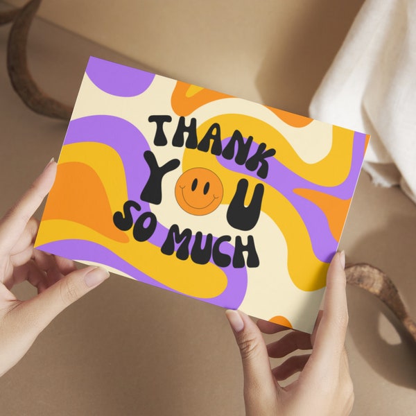 Groovy Thank You Card | 1970s Inspired | PRINTABLE | SVG FILES