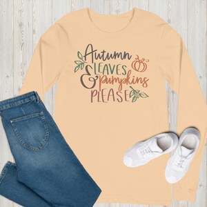 Fall Long Sleeve T-Shirt | Pumpkin Long Sleeve Shirt | Autumn T-Shirt | Women Fall Shirt