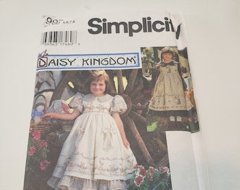 Einfachheit 9977 Schnittmuster, Daisy Kingdom, Kleid und Schürze UNCUT FF Gr. 5-39