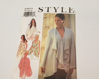 Style 2434 sewing pattern, for, curved ,fluted ,shaped top, with sleeve options UNCUT FF sizes 8-18 very rare
