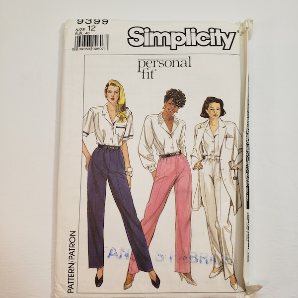 Simplicity 9399 sewing pattern for misses proportioned pants - personal fit, stretch knits UNCUT FF size 12