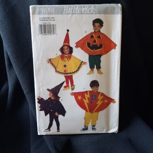 Butterick 3658 modello di cucito per costume per bambini, mantelli e cappello a punta, taglie 1-4 UNCUT FF