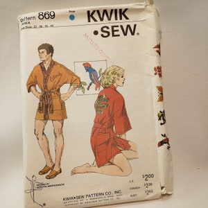 Kwik Sew 869, sewing pattern, unisex, Kimono, Cut to 36 Chest With applique