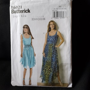 Butterick 6021 Schnittmuster für ein einfaches Kleid mit Gürtel und Gummizug UNCUT FF Gr. 8-16