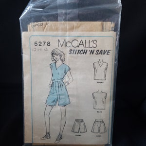 May include: McCall's Stitch 'N Save sewing pattern number 5278 for sizes 12-14-16. The pattern includes instructions for a jumpsuit with shorts and a sleeveless top.