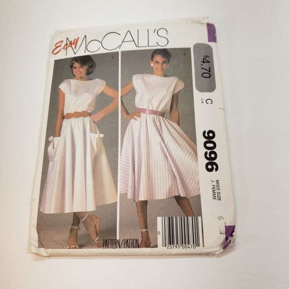 Rare Mccall's 9096 Misses Sleeveless Dress Boat Neckline Extended