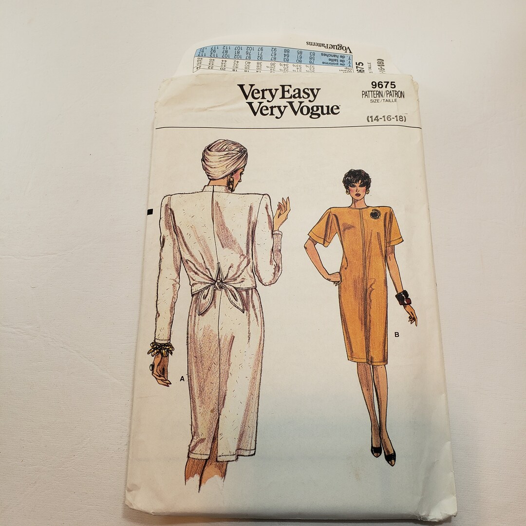 Vogue 9675 Misses Easy Dress 80s Vintage Sewing Pattern Uncut Size 14 ...